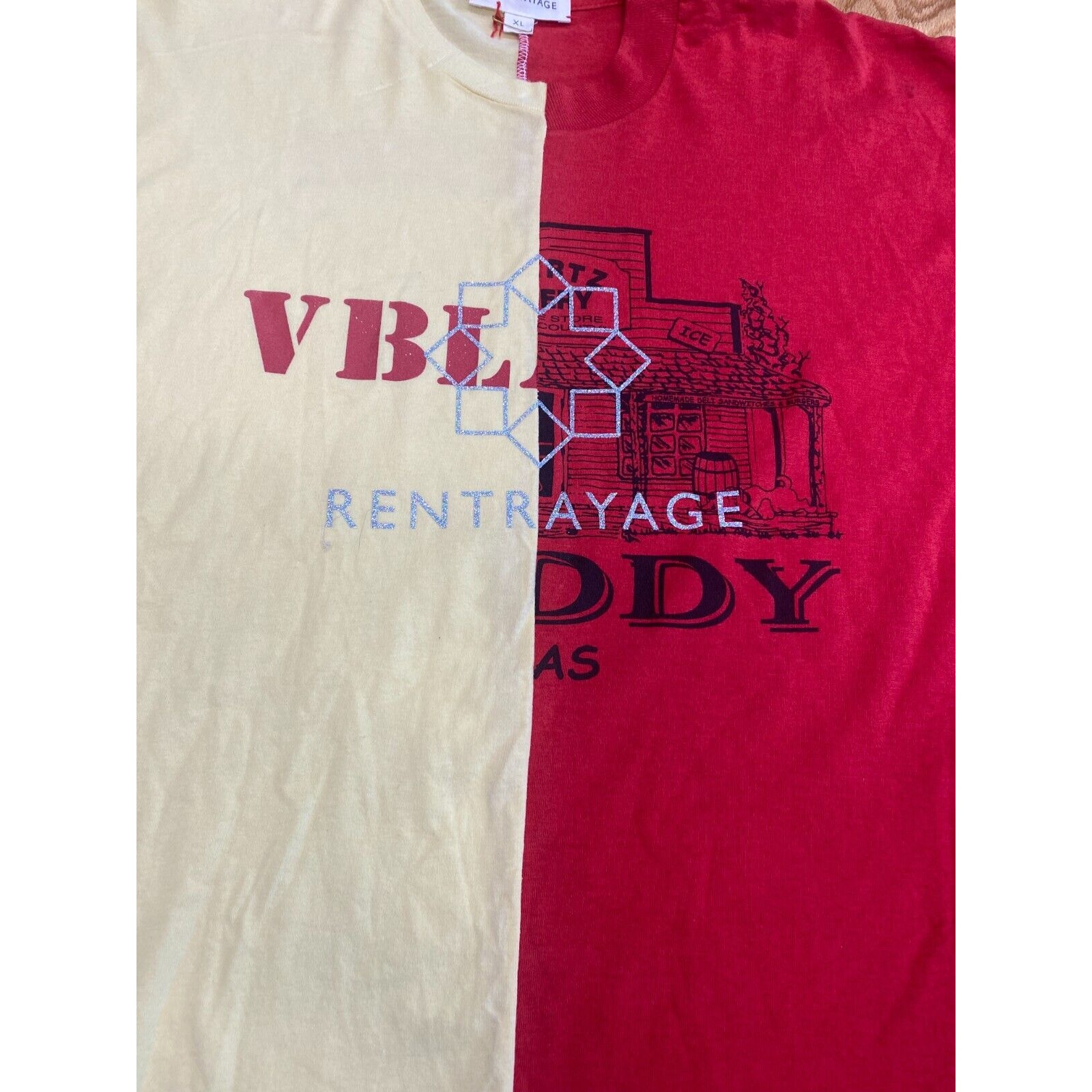 Rentrayage T-Shirt Unisex Xl Red Yellow Short Sleeve Printed Split Tee B78 — image 3 of 7